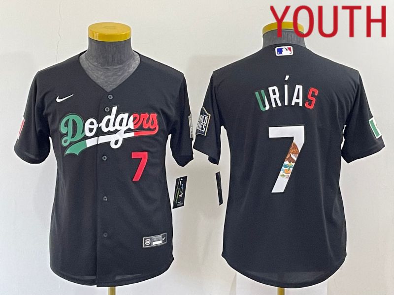 Youth Los Angeles Dodgers 7 Urias Black Nike 2022 MLB Jersey2